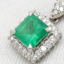 ノンブランド NON BRAND エメラルド ダイヤ プラチナシルバー Pt900 エメラルド ダイヤモンド ペンダントトップ 緑 コロンビア産 ネックレストップ スクエア