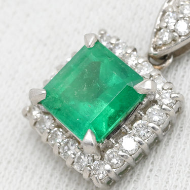 ノンブランド NON BRAND エメラルド ダイヤ プラチナシルバー Pt900 エメラルド ダイヤモンド ペンダントトップ 緑 コロンビア産 ネックレストップ スクエア
