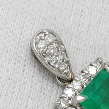 ノンブランド NON BRAND エメラルド ダイヤ プラチナシルバー Pt900 エメラルド ダイヤモンド ペンダントトップ 緑 コロンビア産 ネックレストップ スクエア