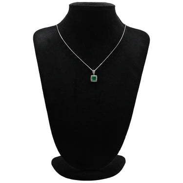 ノンブランド NON BRAND エメラルド ダイヤ プラチナシルバー Pt900 エメラルド ダイヤモンド ペンダントトップ 緑 コロンビア産 ネックレストップ スクエア