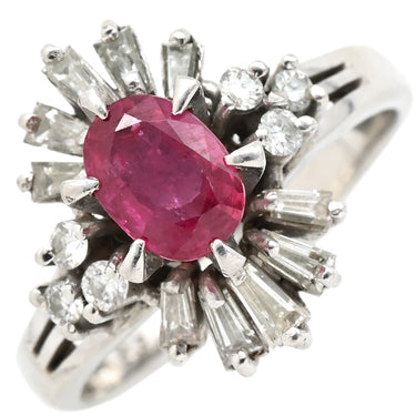 ノンブランド NON BRAND ルビー ダイヤリング プラチナシルバー Pt900 ルビー ダイヤモンド リング 指輪 レッド 赤 15.5号