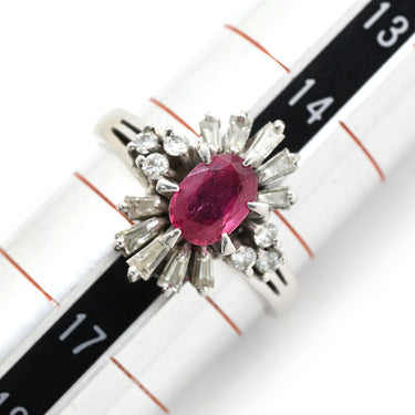 ノンブランド NON BRAND ルビー ダイヤリング プラチナシルバー Pt900 ルビー ダイヤモンド リング 指輪 レッド 赤 15.5号