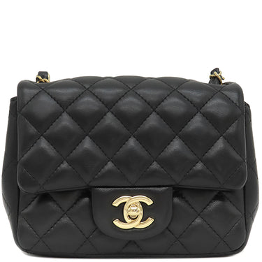 シャネル CHANEL マトラッセ ミニクラシック ブラック ラムスキン ショルダーバッグ ゴールド金具 黒 ココマーク チェーンショルダーバッグ