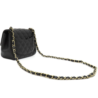 シャネル CHANEL マトラッセ ミニクラシック ブラック ラムスキン ショルダーバッグ ゴールド金具 黒 ココマーク チェーンショルダーバッグ