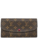 ルイヴィトン LOUIS VUITTON ポルトフォイユ エミリー M60136 ルージュ モノグラムキャンバス 長財布 ゴールド金具 茶 赤 二つ折り