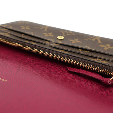 ルイヴィトン LOUIS VUITTON ポルトフォイユ エミリー M60136 ルージュ モノグラムキャンバス 長財布 ゴールド金具 茶 赤 二つ折り