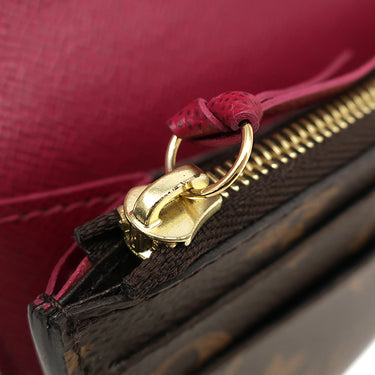 ルイヴィトン LOUIS VUITTON ポルトフォイユ エミリー M60136 ルージュ モノグラムキャンバス 長財布 ゴールド金具 茶 赤 二つ折り