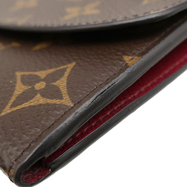 ルイヴィトン LOUIS VUITTON ポルトフォイユ エミリー M60136 ルージュ モノグラムキャンバス 長財布 ゴールド金具 茶 赤 二つ折り