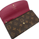 ルイヴィトン LOUIS VUITTON ポルトフォイユ エミリー M60136 ルージュ モノグラムキャンバス 長財布 ゴールド金具 茶 赤 二つ折り