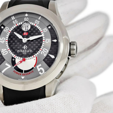 腕時計 ペルレ PERRELET チタニウムコレクション A5004 自動巻き メンズ チタン カーボン パワーリザーブインジケーター デイト