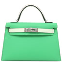 エルメス HERMES ミニケリードゥ トリコロール ヴェールコミック×ヴェールフィズ×グリペール ヴォーエプソン 2WAYバッグ シルバー金具 緑 薄緑 白