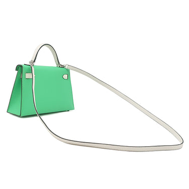 エルメス HERMES ミニケリードゥ トリコロール ヴェールコミック×ヴェールフィズ×グリペール ヴォーエプソン 2WAYバッグ シルバー金具 緑 薄緑 白