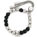 ルイヴィトン LOUIS VUITTON ブレスレット･モノグラム ビーズ M00512 ブラック×シルバー ビーズ メタル ブレスレット LVイニシャル