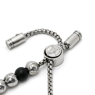 ルイヴィトン LOUIS VUITTON ブレスレット･モノグラム ビーズ M00512 ブラック×シルバー ビーズ メタル ブレスレット LVイニシャル
