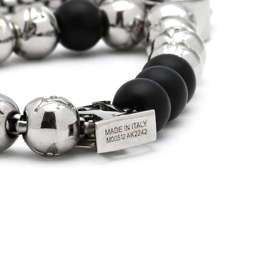 ルイヴィトン LOUIS VUITTON ブレスレット･モノグラム ビーズ M00512 ブラック×シルバー ビーズ メタル ブレスレット LVイニシャル