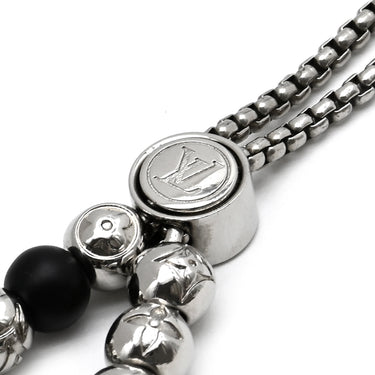 ルイヴィトン LOUIS VUITTON ブレスレット･モノグラム ビーズ M00512 ブラック×シルバー ビーズ メタル ブレスレット LVイニシャル