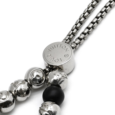 ルイヴィトン LOUIS VUITTON ブレスレット･モノグラム ビーズ M00512 ブラック×シルバー ビーズ メタル ブレスレット LVイニシャル