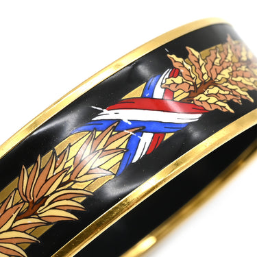 エルメス HERMES エマイユ GM ブラック 七宝焼き バングル ゴールド金具 黒