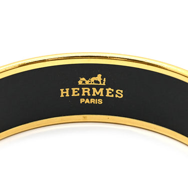 エルメス HERMES エマイユ GM ブラック 七宝焼き バングル ゴールド金具 黒