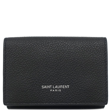 サンローラン SAINT LAURENT コンパクト ウォレット 678272 ブラック レザー 三つ折り財布 シルバー金具 3つ折り ミニ財布 黒