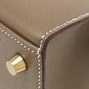 エルメス HERMES ケリー25 外縫い ヴェルソ エトゥープ×バンブー ヴォーマダム 2WAYバッグ シャンパンゴールド金具 新品 未使用 グレージュ 緑 バイカラー