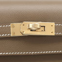 エルメス HERMES ケリー25 外縫い ヴェルソ エトゥープ×バンブー ヴォーマダム 2WAYバッグ シャンパンゴールド金具 新品 未使用 グレージュ 緑 バイカラー