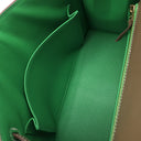 エルメス HERMES ケリー25 外縫い ヴェルソ エトゥープ×バンブー ヴォーマダム 2WAYバッグ シャンパンゴールド金具 新品 未使用 グレージュ 緑 バイカラー