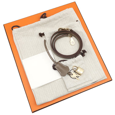 エルメス HERMES ケリー25 外縫い ヴェルソ エトゥープ×バンブー ヴォーマダム 2WAYバッグ シャンパンゴールド金具 新品 未使用 グレージュ 緑 バイカラー