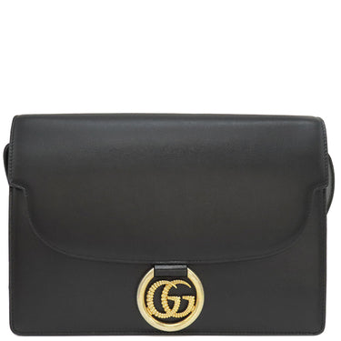 グッチ GUCCI GGマーモント 589474 ブラック レザー ショルダーバッグ ゴールド金具 黒