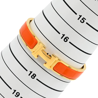 エルメス HERMES クリックH GM オレンジ×ゴールド GP エナメル ブレスレット ゴールド金具 Hブレス クリッククラック
