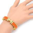 エルメス HERMES クリックH GM オレンジ×ゴールド GP エナメル ブレスレット ゴールド金具 Hブレス クリッククラック