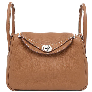 エルメス HERMES リンディ26 ゴールド トリヨンクレマンス 2WAYバッグ シルバー金具 茶