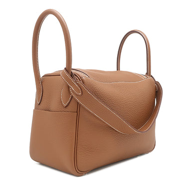 エルメス HERMES リンディ26 ゴールド トリヨンクレマンス 2WAYバッグ シルバー金具 茶