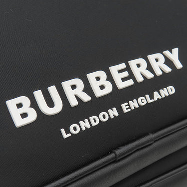 バーバリー BURBERRY パディ ロゴプリント ブラック ナイロン ショルダーバッグ シルバー金具 黒
