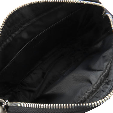 バーバリー BURBERRY パディ ロゴプリント ブラック ナイロン ショルダーバッグ シルバー金具 黒