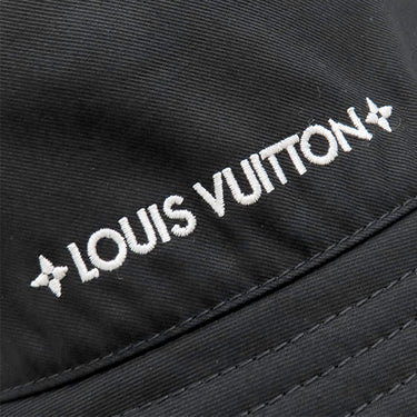 ルイヴィトン LOUIS VUITTON バケットハット LV マイン リバーシブル M7961M ノワール コットン ポリエステル ハット ゴールド金具 黒 白ロゴ