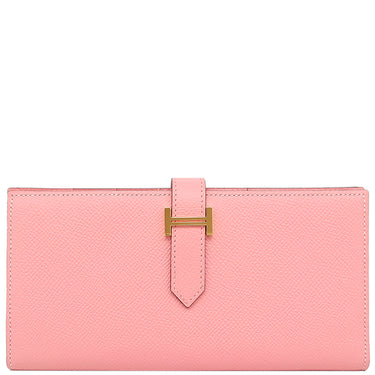 エルメス HERMES ベアンスフレ ローズコンフェッティ ヴォーエプソン 長財布 ゴールド金具 二つ折り財布