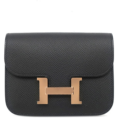 エルメス HERMES コンスタンス スリム ウォレット ブラック ヴォーエプソン 二つ折り財布 ローズゴールド金具 新品 未使用 黒 RG金具 PG金具