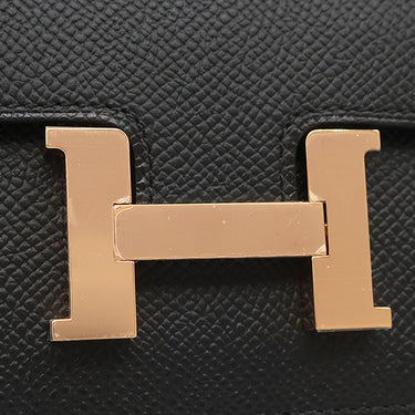 エルメス HERMES コンスタンス スリム ウォレット ブラック ヴォーエプソン 二つ折り財布 ローズゴールド金具 新品 未使用 黒 RG金具 PG金具