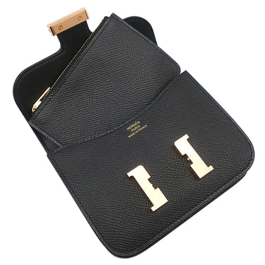 エルメス HERMES コンスタンス スリム ウォレット ブラック ヴォーエプソン 二つ折り財布 ローズゴールド金具 新品 未使用 黒 RG金具 PG金具