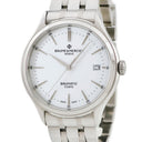 腕時計 ボーム&メルシエ BAUME&MERCIER クリフトン ボーマティック M0A10400 自動巻き メンズ 新品同様 白 デイト バー シースルーバック