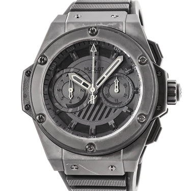 腕時計 ウブロ HUBLOT キングパワー フドロワイヤント オールブラック 715.CI.1110.RX 自動巻き メンズ OH済 クロノグラフ 限定
