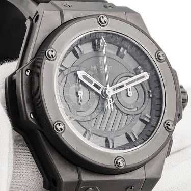 腕時計 ウブロ HUBLOT キングパワー フドロワイヤント オールブラック 715.CI.1110.RX 自動巻き メンズ OH済 クロノグラフ 限定