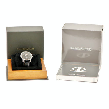 腕時計 ボーム&メルシエ BAUME&MERCIER クラシマ エグゼクティブ オートマティック M0A08689 自動巻き メンズ OH済 ブラック オープンハート