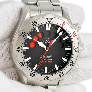 腕時計 オメガ OMEGA シーマスター アプネアマイヨール 2595.50 自動巻き メンズ ブラック レッド 黒 赤 ジャックマイヨール