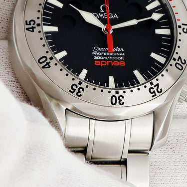 腕時計 オメガ OMEGA シーマスター アプネアマイヨール 2595.50 自動巻き メンズ ブラック レッド 黒 赤 ジャックマイヨール