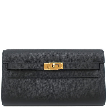 エルメス HERMES ケリーウォレット ロング トゥーゴー ブラック ヴォーエプソン 長財布 ゴールド金具 黒 ショルダー