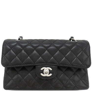シャネル CHANEL マトラッセ 23 Wチェーン ブラック キャビアスキン ショルダーバッグ シルバー金具 黒 ダブルフラップ ダブルチェーン