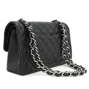 シャネル CHANEL マトラッセ 23 Wチェーン ブラック キャビアスキン ショルダーバッグ シルバー金具 黒 ダブルフラップ ダブルチェーン