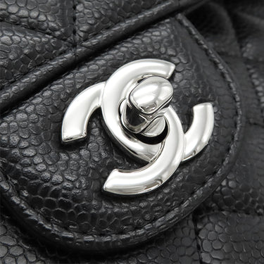 シャネル CHANEL マトラッセ 23 Wチェーン ブラック キャビアスキン ショルダーバッグ シルバー金具 黒 ダブルフラップ ダブルチェーン